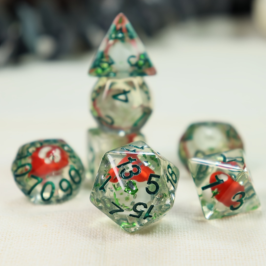 7pcs Board Game Resin Dice with Embedded Cartoon Objects