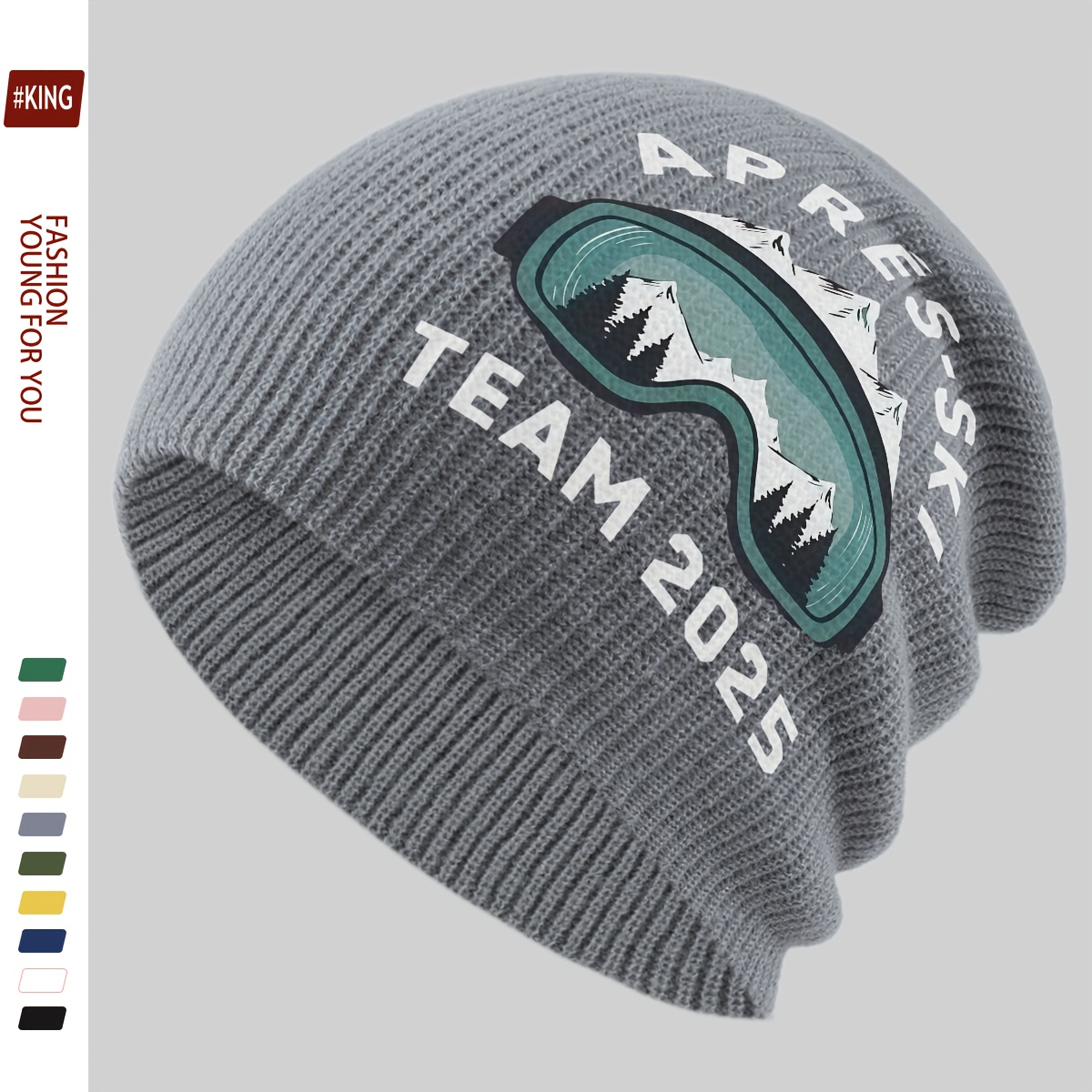 TEMU 1 Stück modische Beanie mit Aufdruck | "- 51.43 Meter" Muster, Unisex, bequeme Passform für Ski fahren, Wandern, Weihnachten, ideales Geschenk