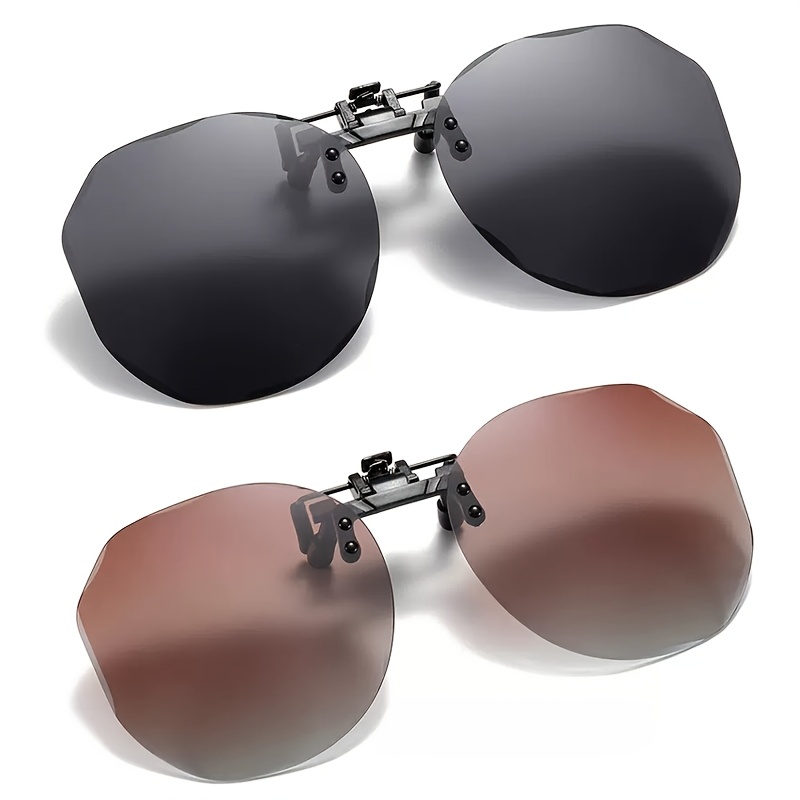 Image of 2-pack Polarized Clip-on Fashion Glasses, Tac Material, For Men And Women Driving, Perfect Daily Wear, Photo Props, And Gift For Birthday, Valentine's Day, Christmas, Perfect For Summer, And