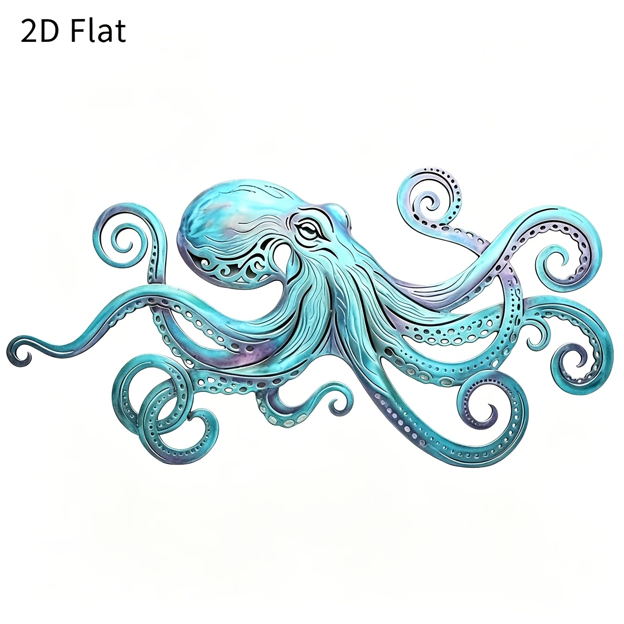 TEMU 2D Plat - 1pc Décoration Murale Poisson Métallique 2D Plat, Ornement Suspendu Thème Océan Côtière , Décoration Murale Intérieure et Extérieure,