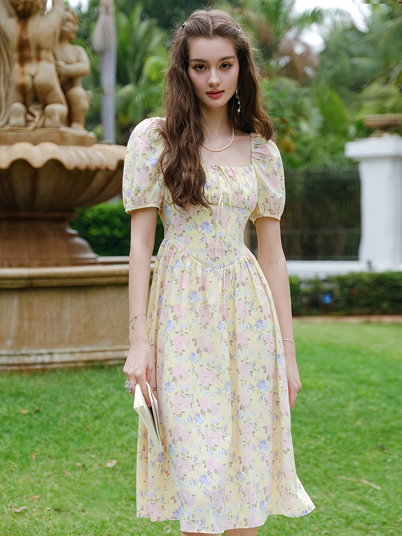 womens printed long dress women's clothing temu - Temu