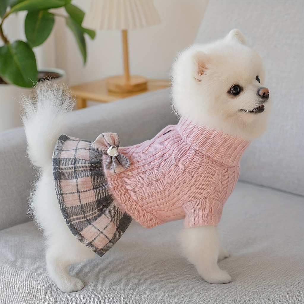 sweater dress small dogs winter warm dog turtleneck Temu