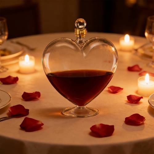 1pc elegant heart shaped crystal wine bottle with 500ml glass bottle hand blown transparent glass perfect gift for valentines day weddings and romantic dinners