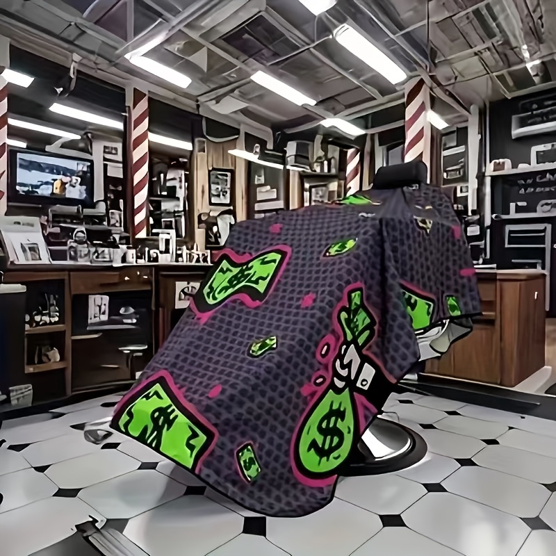 TEMU 1pc Money Style Haircut Cloth Haircut Cloth Haircut Cloak, The Fabric Is Smooth And To The Hair, Adjustable Tightness, Suitable For Hairdressing
