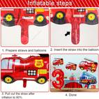 fire truck emergency vehicle balloon set vibrant red with happy birthday banner fire truck cake and cupcake toppers for parties birthday party decorations fire truck theme durable rubber balloons birthday party decorations