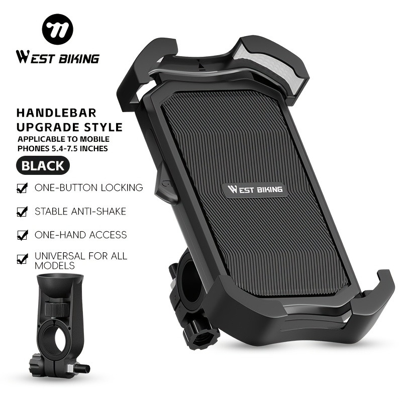 Image of West Biking Bike Phone Holder Handlebar Mount 360 Rotatable 1 Anti Shake Bracket For 5.4-7.5 Inch Smartphones Universal For Bicycle Electric Bike Motorcycle