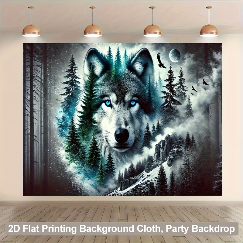 Wolf Tapestry Mysterious Forest Wall Decor For Living Room_voghion.com