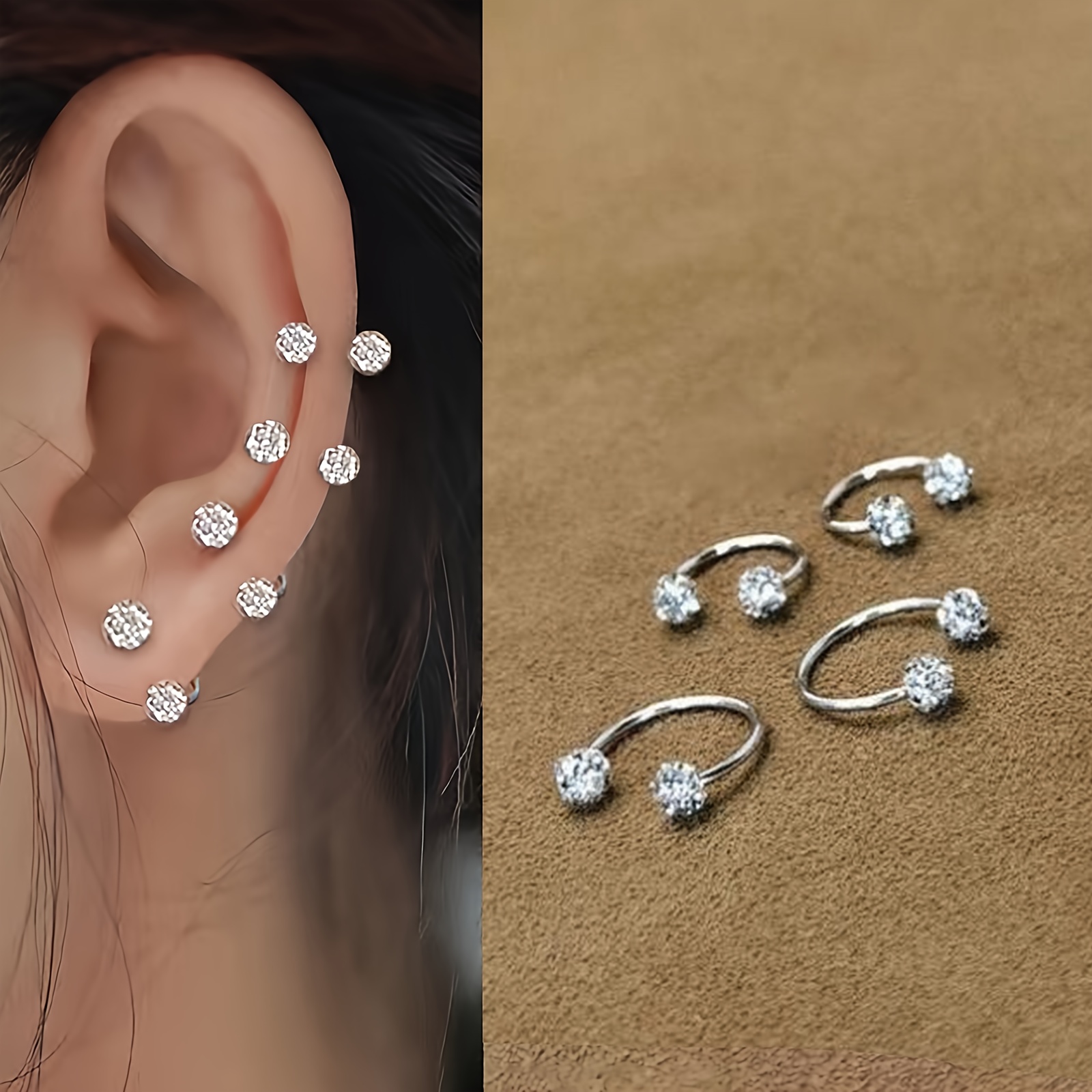 

A Set Of 4 Pairs Of 925 Sterling Silver Women's Earrings, Featuring Crystal-studded Earrings And Autumn/winter Styles, Hypoallergenic, Ideal For Christmas Gifts, Birthday Gifts, And Day Gifts.