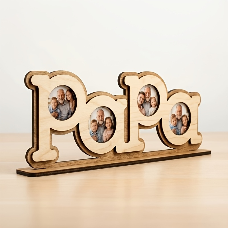 TEMU Customized Personalized Wooden Father's Day Photo Frame, Allowing You To Customize The Photos. An For Photos And Handwritten . For Birthdays And