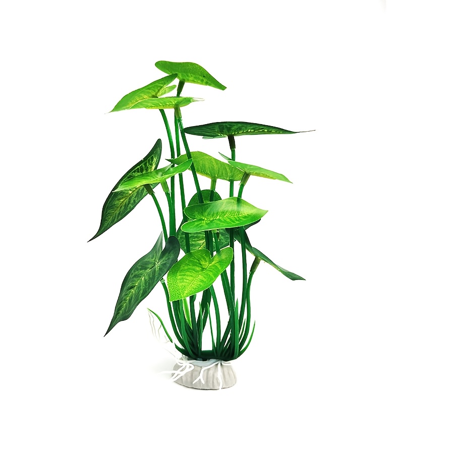 Image of Plastic Aquatic Plants Designed For Aquariums, Featuring Large Green Leaves To Enhance The Underwater Environment For Fish Tanks