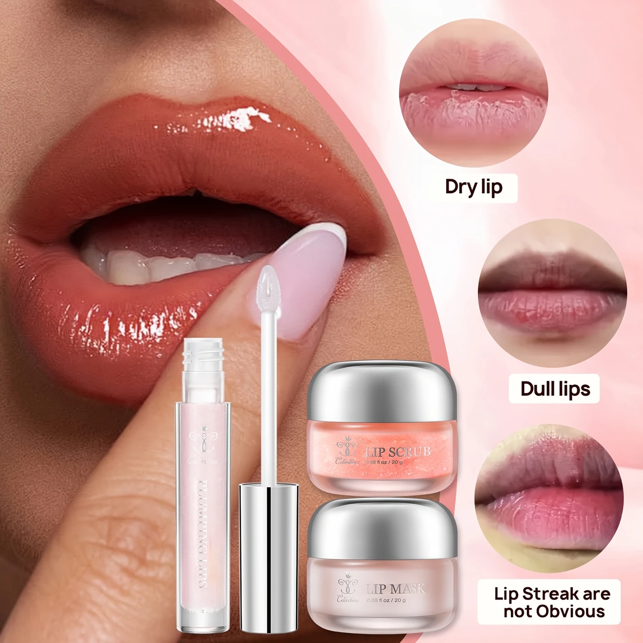 3pcs kit lip scrub lip mask lip plumping gloss moisturizing formula for smooth and refreshed lips best valentines day anniversary gift details 2