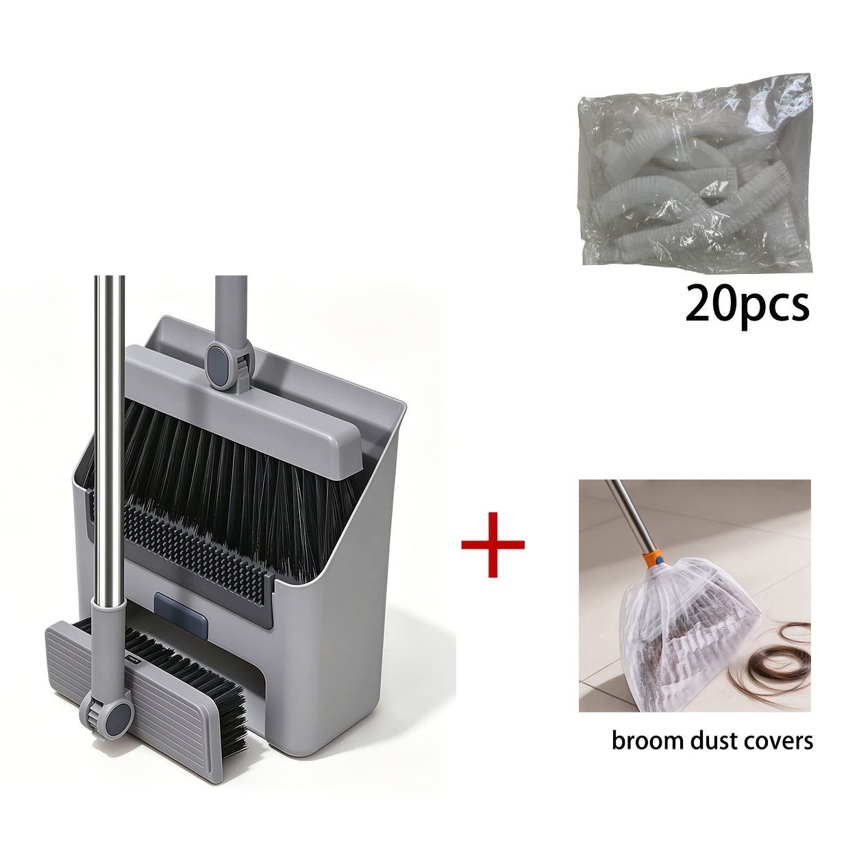 TEMU 3-in-1 Broom Set, Household Sweeping Broom And Dustpan Set, Long-handled Floor Cleaning Broom Dustpan Set, Durable Plastic, Suitable For Home,