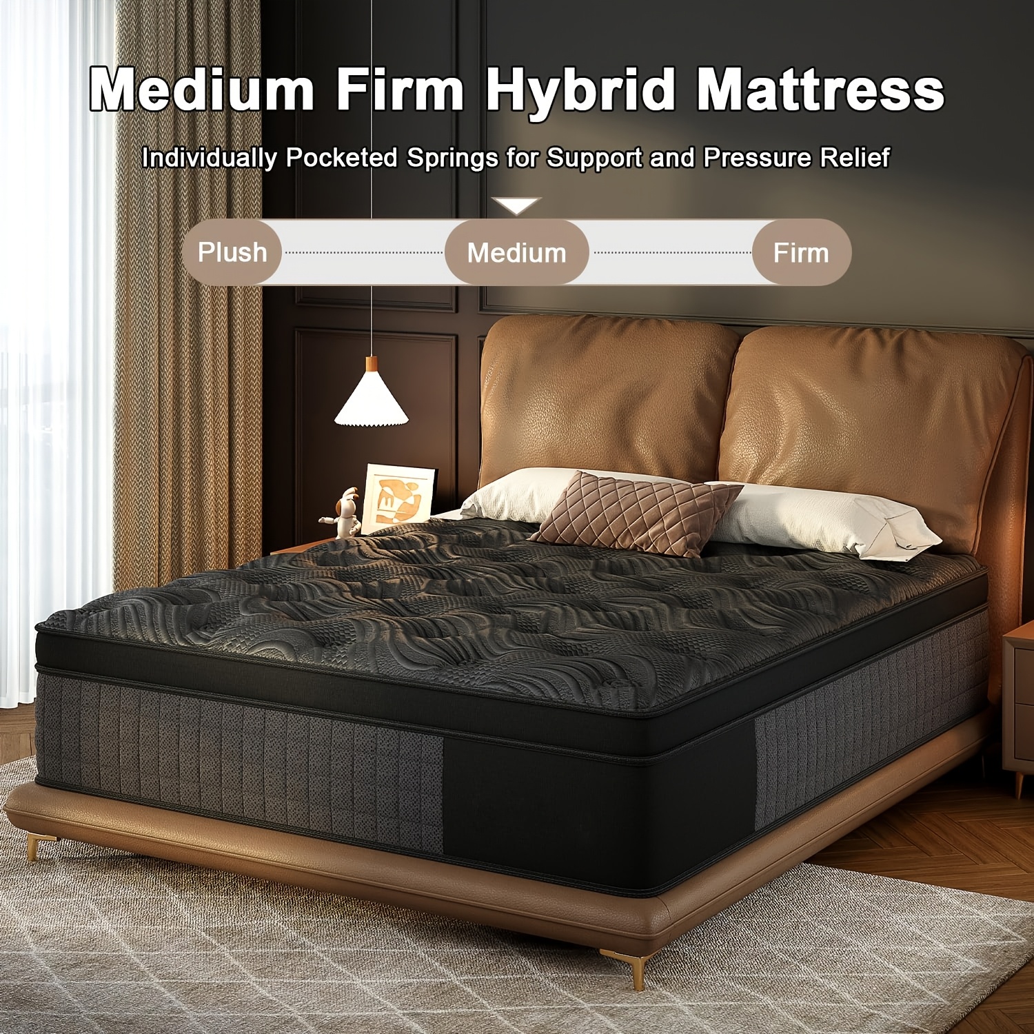 8 Inch/10 Inch/12 Inch/14 Inch Black Grey Mattress Twin, Full, Queen, King. Cooling Breathable Fabric Wicks Heat. Memory Foam Molds to Your Body Curves. Independent Pocket Springs Stop Motion Your Partner Never Feels You Get Up At Night