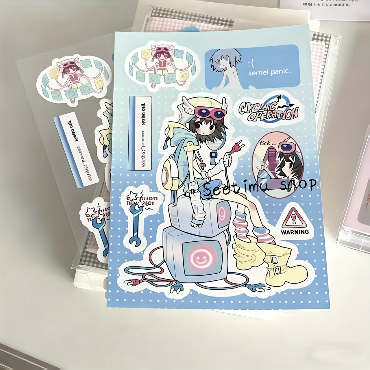TEMU 1pc 1pcs Piece Korean Anime Sticker Suitable For Journaling, Planners & Scrapbooking - Pvc Glitter Stickers With Sparkling Characters, Glossy &