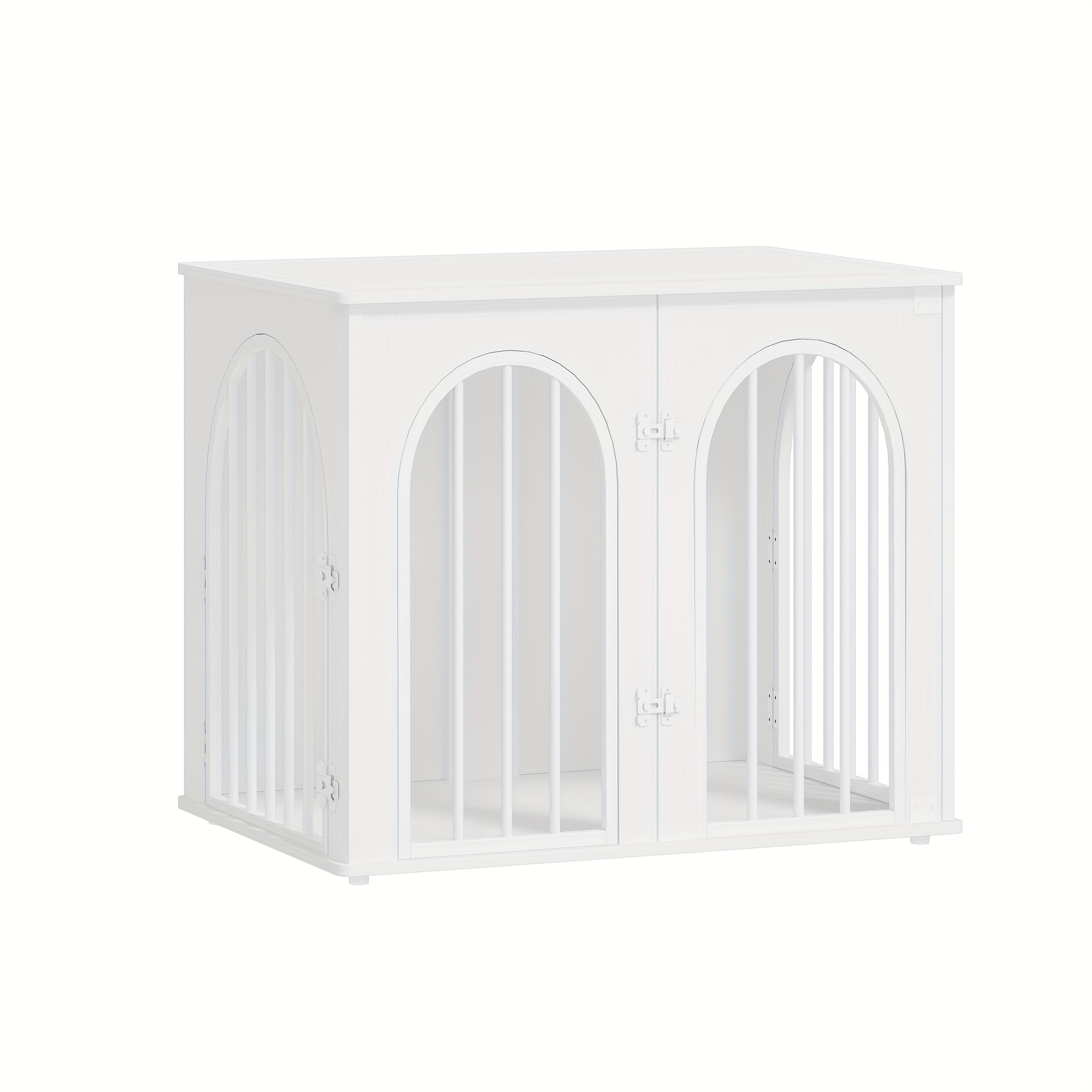 Image of Dog Cage Furniture, 68cm Dog Crate For Home, 3 Doors, Arched Door, Modern Indoor Dog Crate For Dogs, Side Table, Heavy Duty Dog Cage, 49 X 68 X 56 Cm, Light Ivory/white