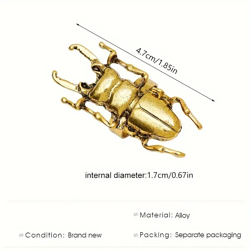 creative geometric metal   ring vintage punk adjustable insect ring for women daily party faux jewelry details 1