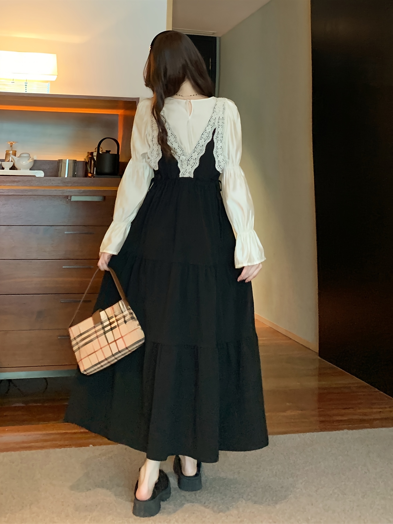 french retro two piece dress womens autumn winter high - Temu Qatar