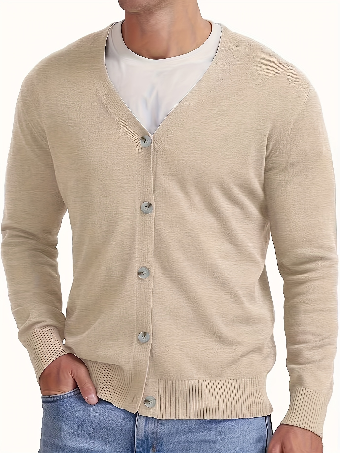 suéter de cuello de con botones para hombre algodón, cuello de