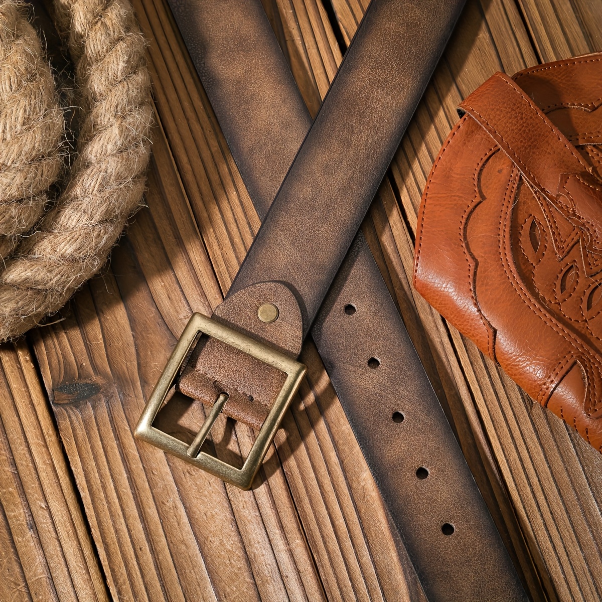 E-shop Klassischer Retro Lässiger Quadratischer Schnalle PU Gürtel, Mode Bekleidung Taillen Accessoire Gürtel