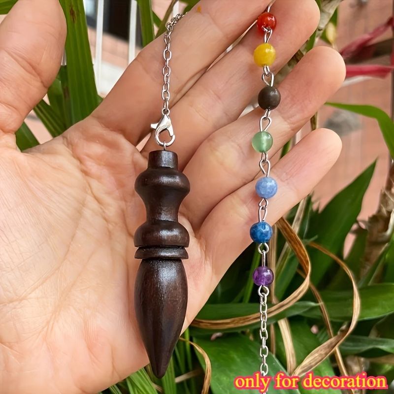 TEMU 1 de madera , de radiestesia con cadena de cuentas de , artesanía decorativa colgante para el hogar, regalo festivo