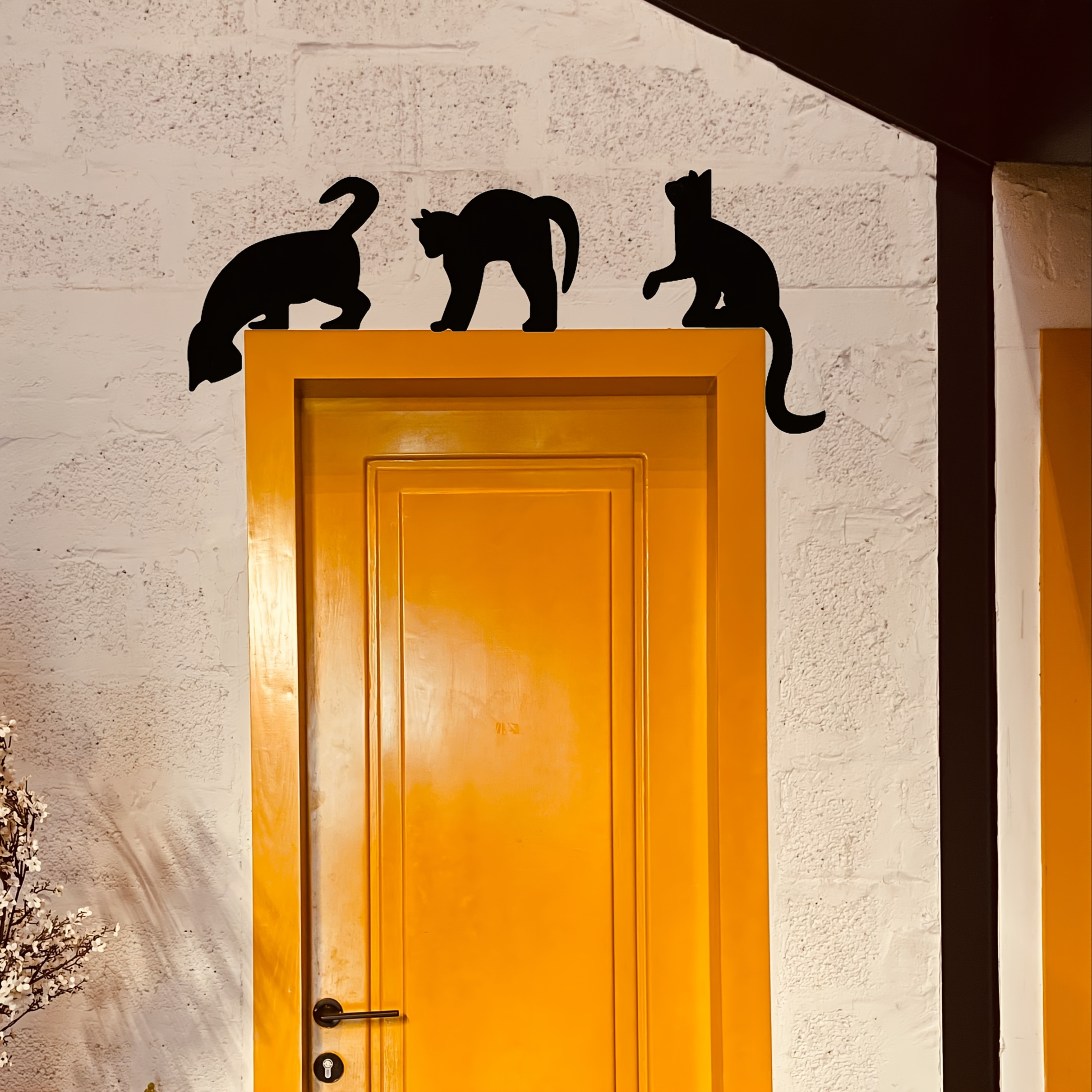 Image of 3pcs/set Wall Stickers, Home Decor, Black Wall Decals For Bedroom Living Room Door, Removable