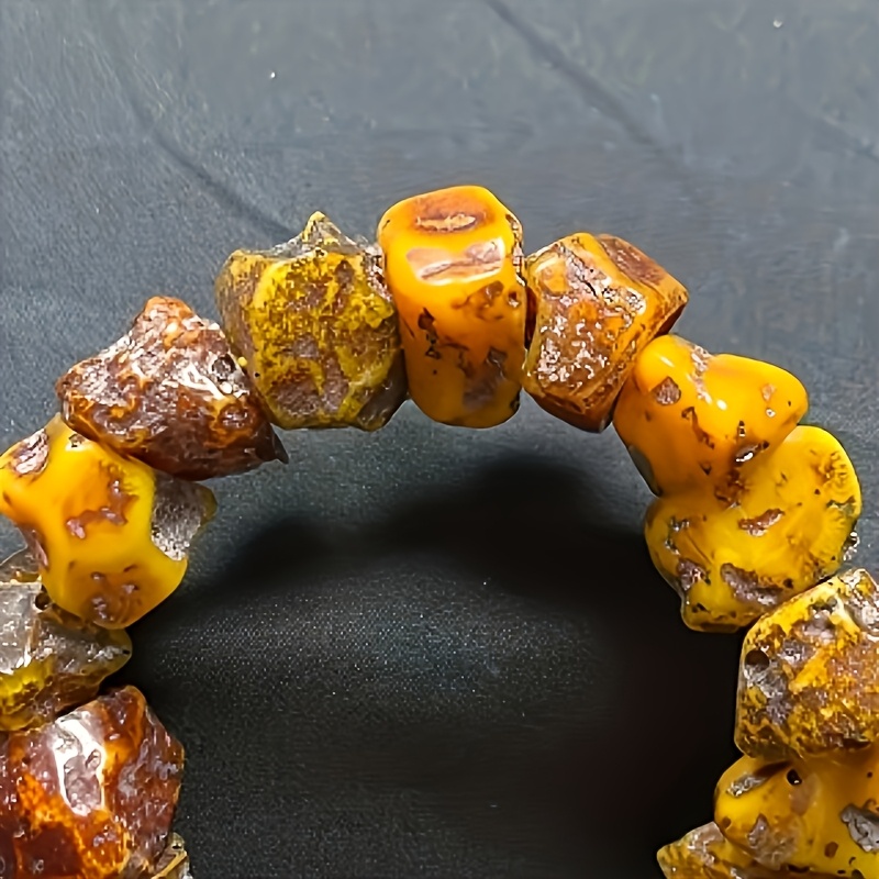 Yellow Old Beeswax Irregular-Shaped Bracelet, Unisex Gift
