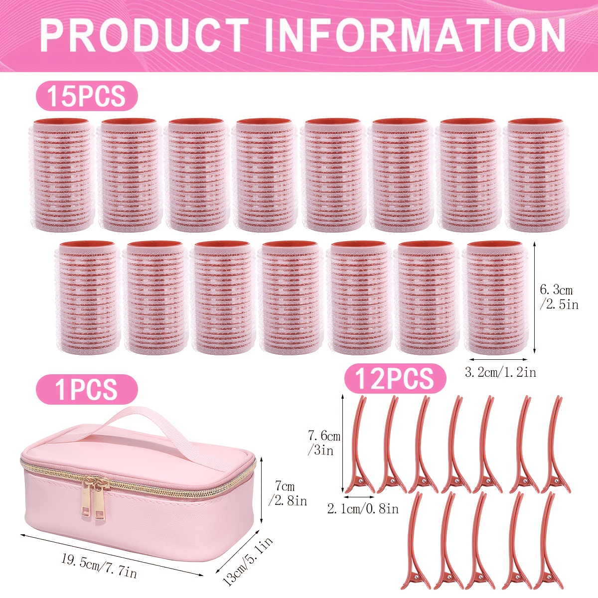 28pcs Large Self-Adhesive Heatless Curling Rods Set