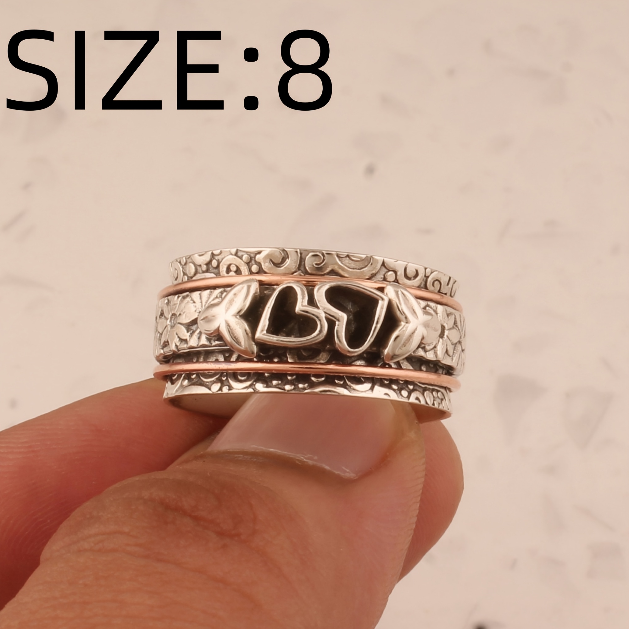 E-shop ., Europäische und amerikanische Mode - Kupfer, [Luxus Retro Stil] Schmetterling Herz Ring - Unisex Mode Ring. Geeignet für Feiertagsfeiern,