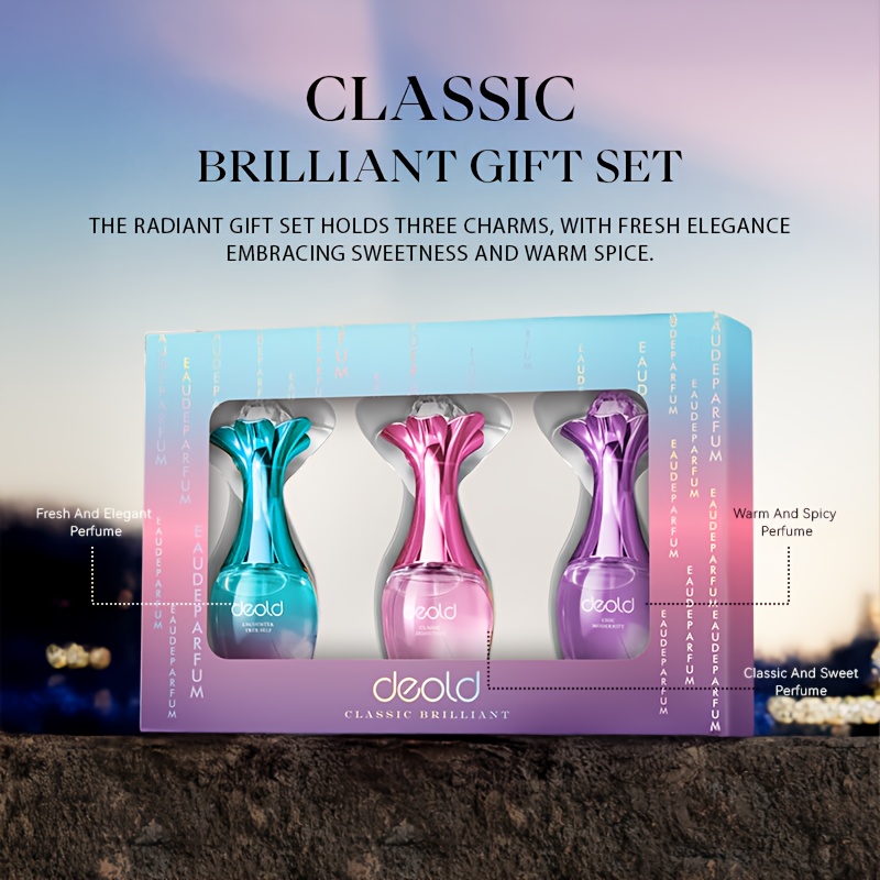 Gradient Vase Perfume Gift Set - Classic Trio | Fresh & Elegant, Classic Sweet, Warm & Spicy (75ml Each) | Premium Set | Hair