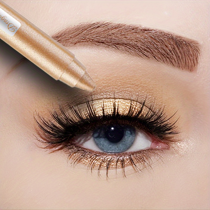 

1pc Glitter Golden Eyeshadow Pencil, Waterproof Eyeliner Stick With Sharpener Head, Long-lasting Shimmer Eyeshadow Stick For Makeup Highlighting
