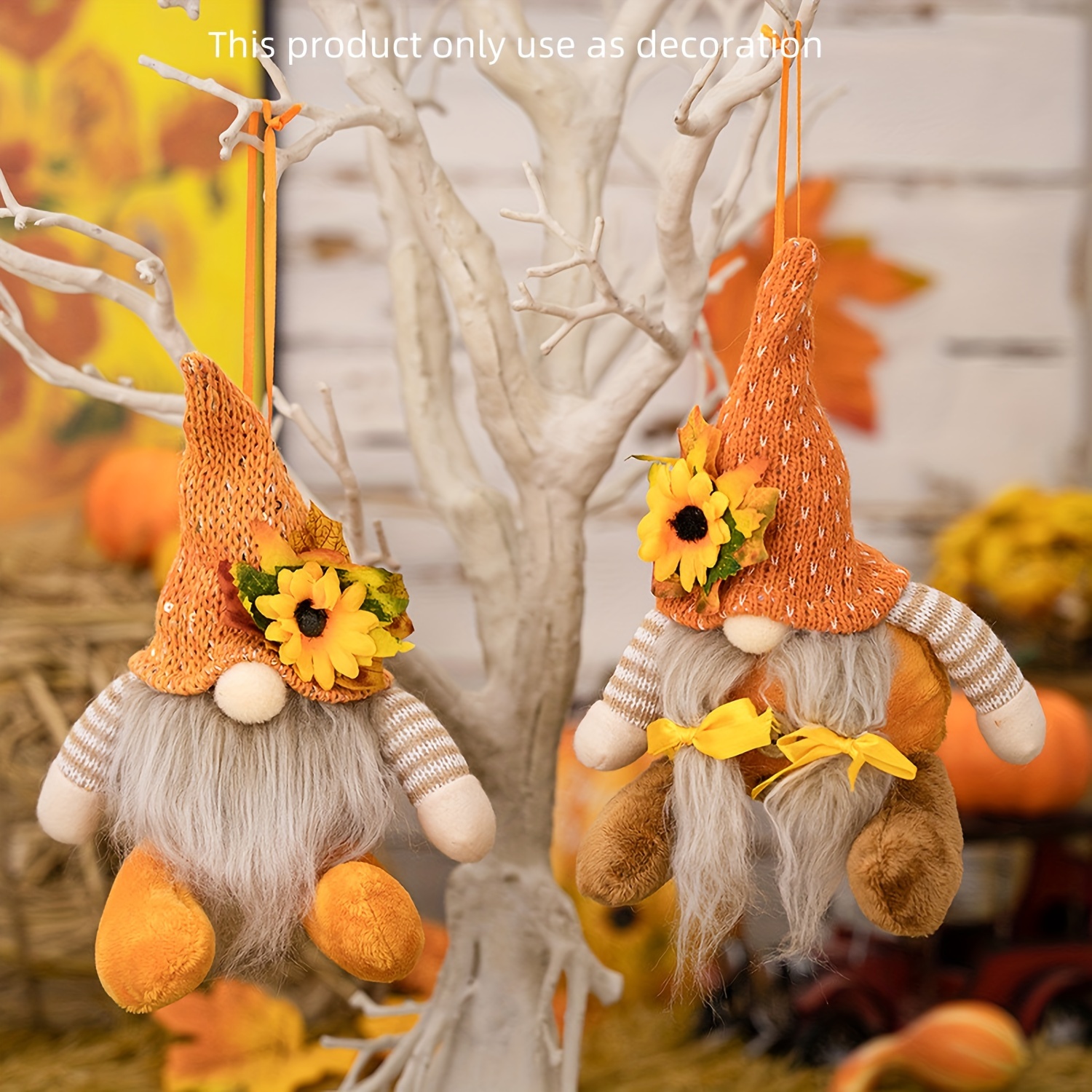 

Autumn Harvest & Halloween Decor - 1pc/2pcs Sunflower & Maple Leaf Faceless Dolls For Thanksgiving Party, Home, Yard, And Farmhouse Decorations