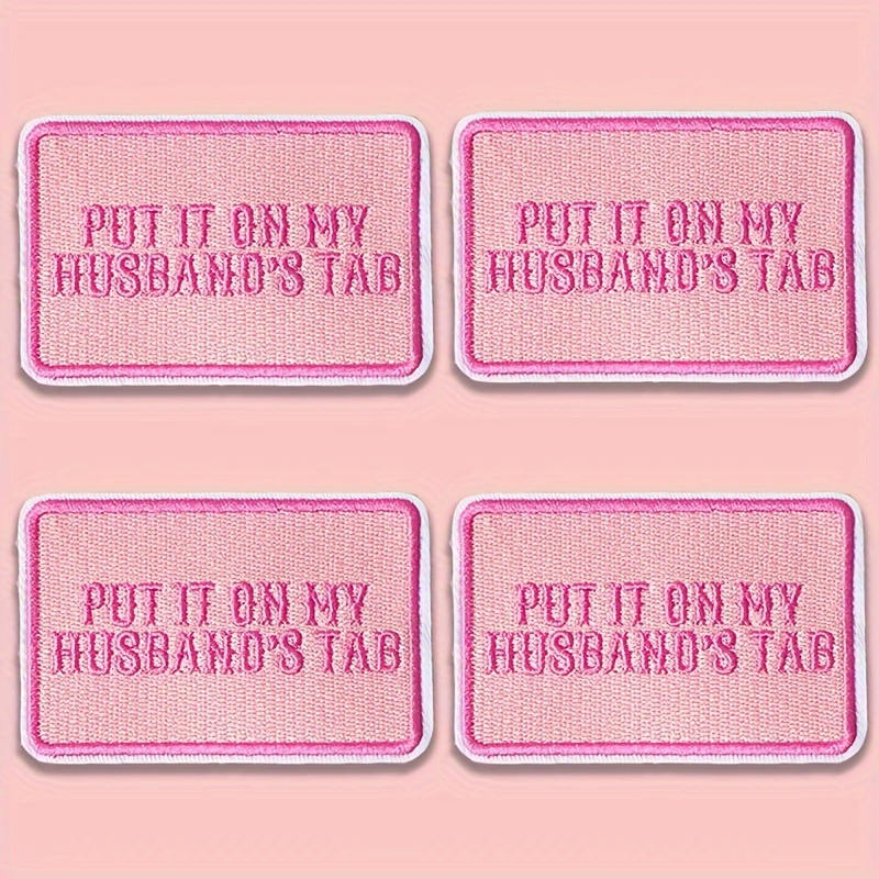 

4pcs ' My Husband's Tab' Embroidered Patches, Assorted - For , , & Crafts