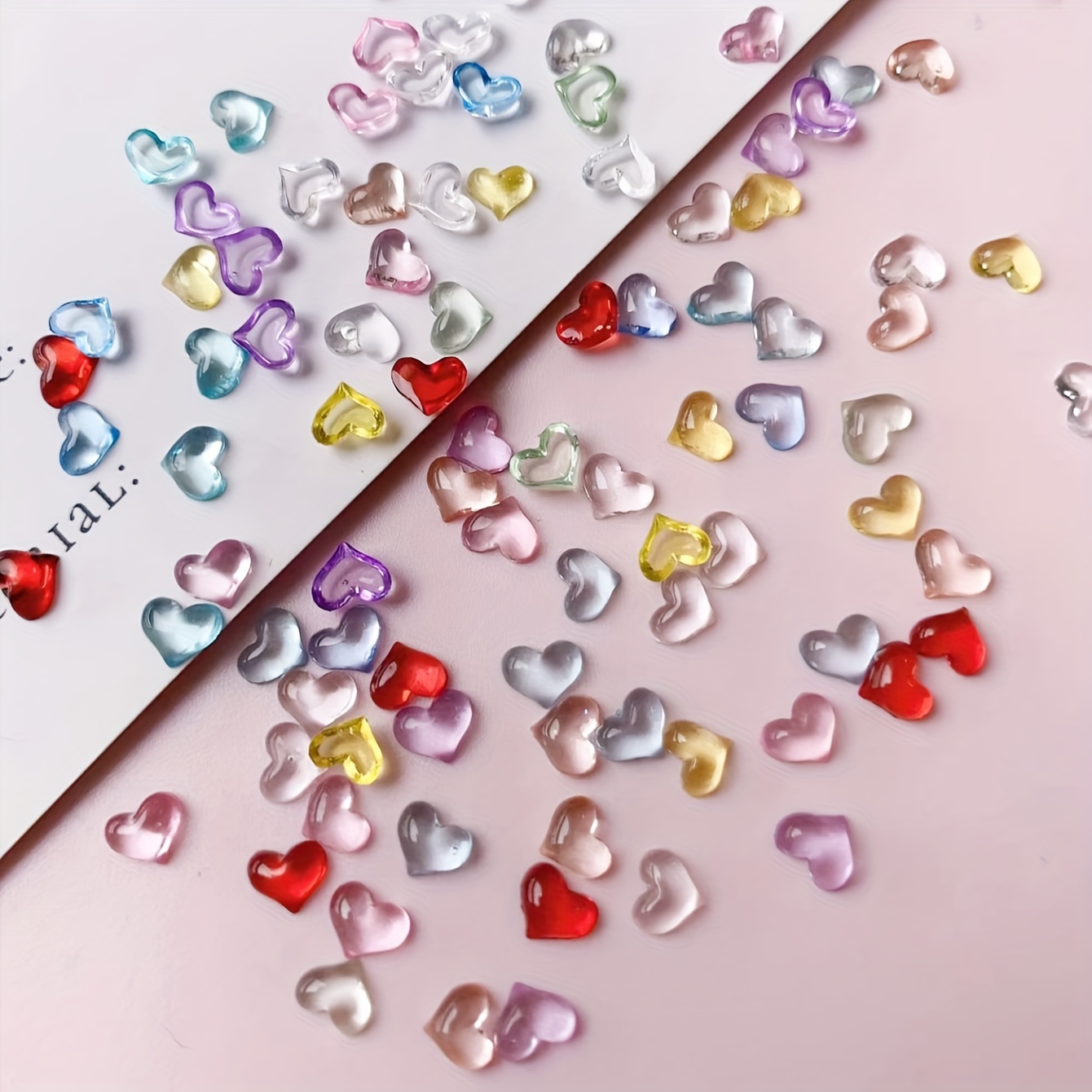 

100pcs Transparent Heart-shaped Nail Art Studs, Colorful Love Nail Charms, Unscented Diy Korean Style Nail Design Accessories For Salon And Home Use - Mixed Colors