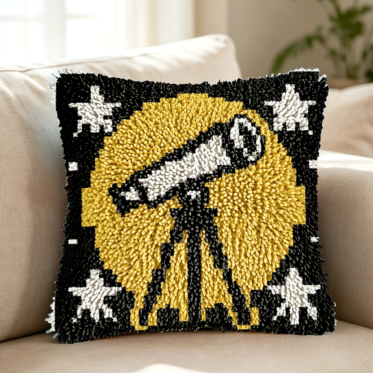Pillow Plant Latch Hook Kit with Telescope Pattern, DIY Set