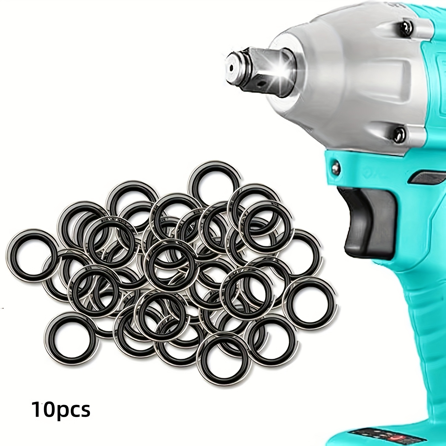 10/5pcs Stainless Steel Retaining Ring Clip Kit - Anti-slip Rubberized Sleeve Washers & O-ring Sockets For 1/2'' Drive Impact Wrench - Heavy-duty Detachment-proof Design, Compatible 1/2 Inch Driv