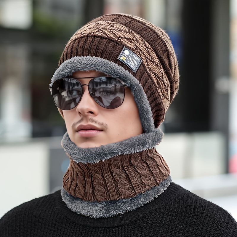 Neck Warmer Scarf And Beanie Set Mens Winter Beanie And Scarf Set