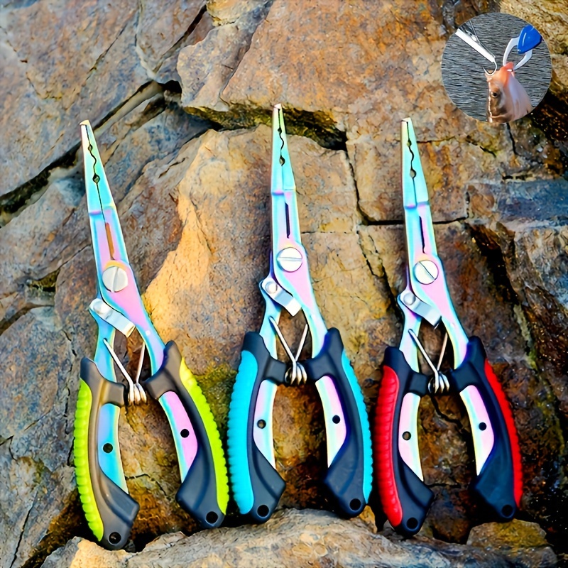 

1pc Premium Fishing Pliers Set - Stainless Steel Hook Remover & Line Cutter With Sharp , Includes Safety Sheath & Lanyard - 's Tool Kit In Vibrant Mixed Colors