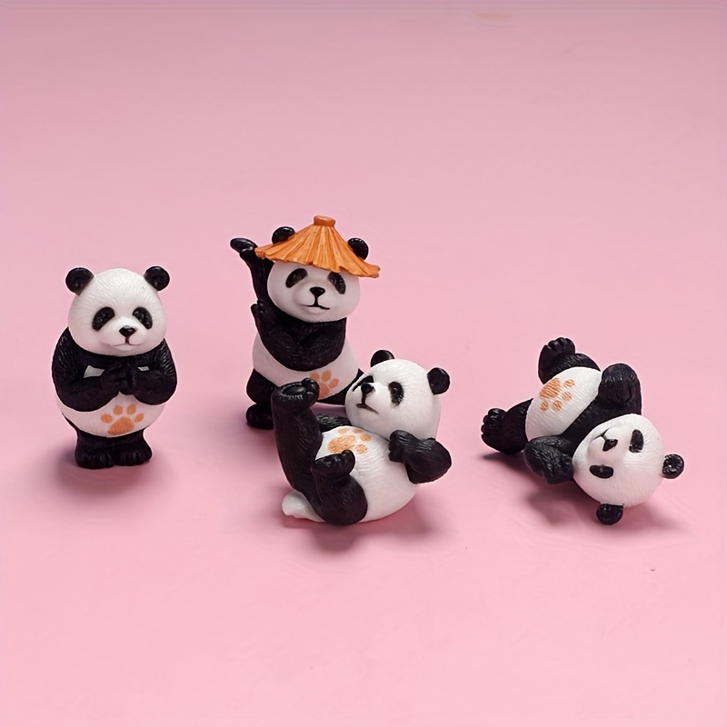 4pcs panda resin decorative ornaments three dimensional cartoon doll micro landscape accessories   room decor
