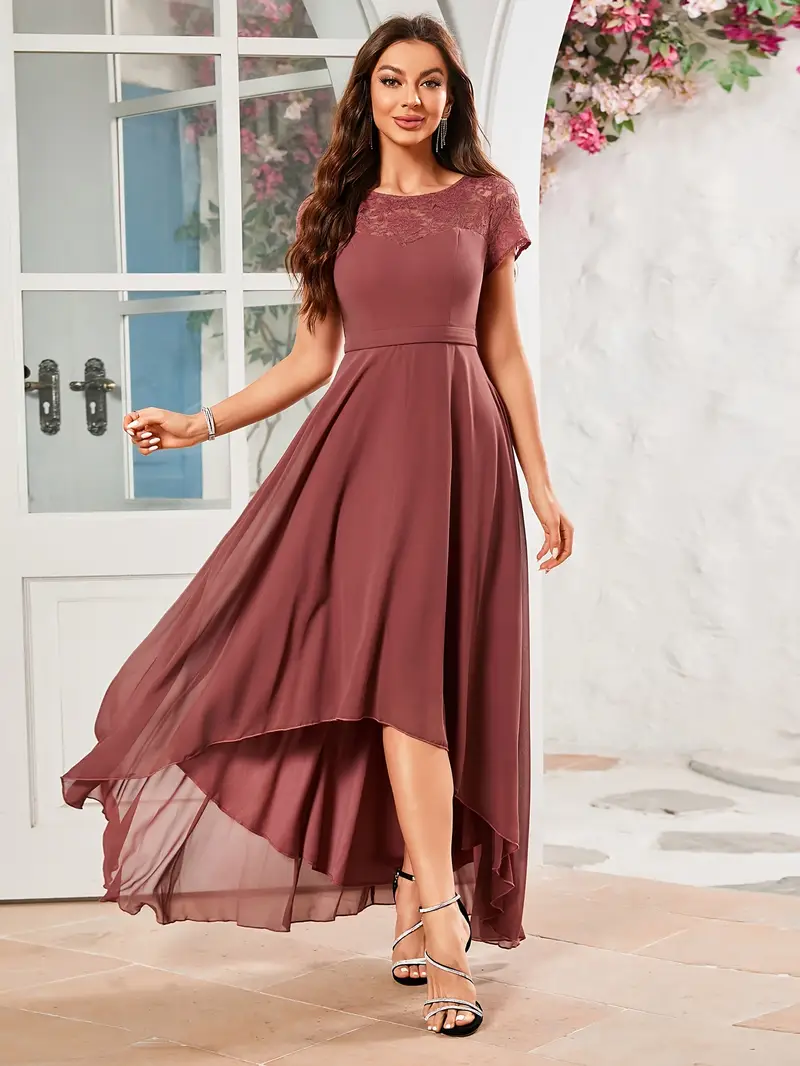womens elegant lace trimmed chiffon maxi dress flowy a line - Temu Germany womens elegant lace trimmed chiffon maxi dress flowy a line - Temu Germany