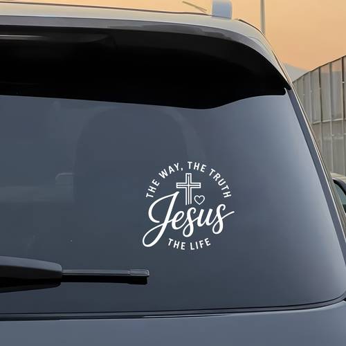 1pc way christian car decal cross design with way truth life scripture 5 inch disposable vinyl sticker fade resistant self multiple colors mothers day gift car exterior decoration religious quote decor