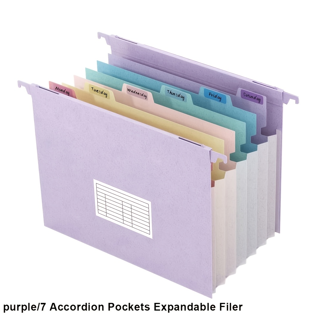 TEMU Wheat Straw Expanding Hanging File Cabinet, 7 Accordion Pockets With 1.2'' Expandable File Cabinet Organizer, Tabs, Fit Us Letter Size - 1 Pack