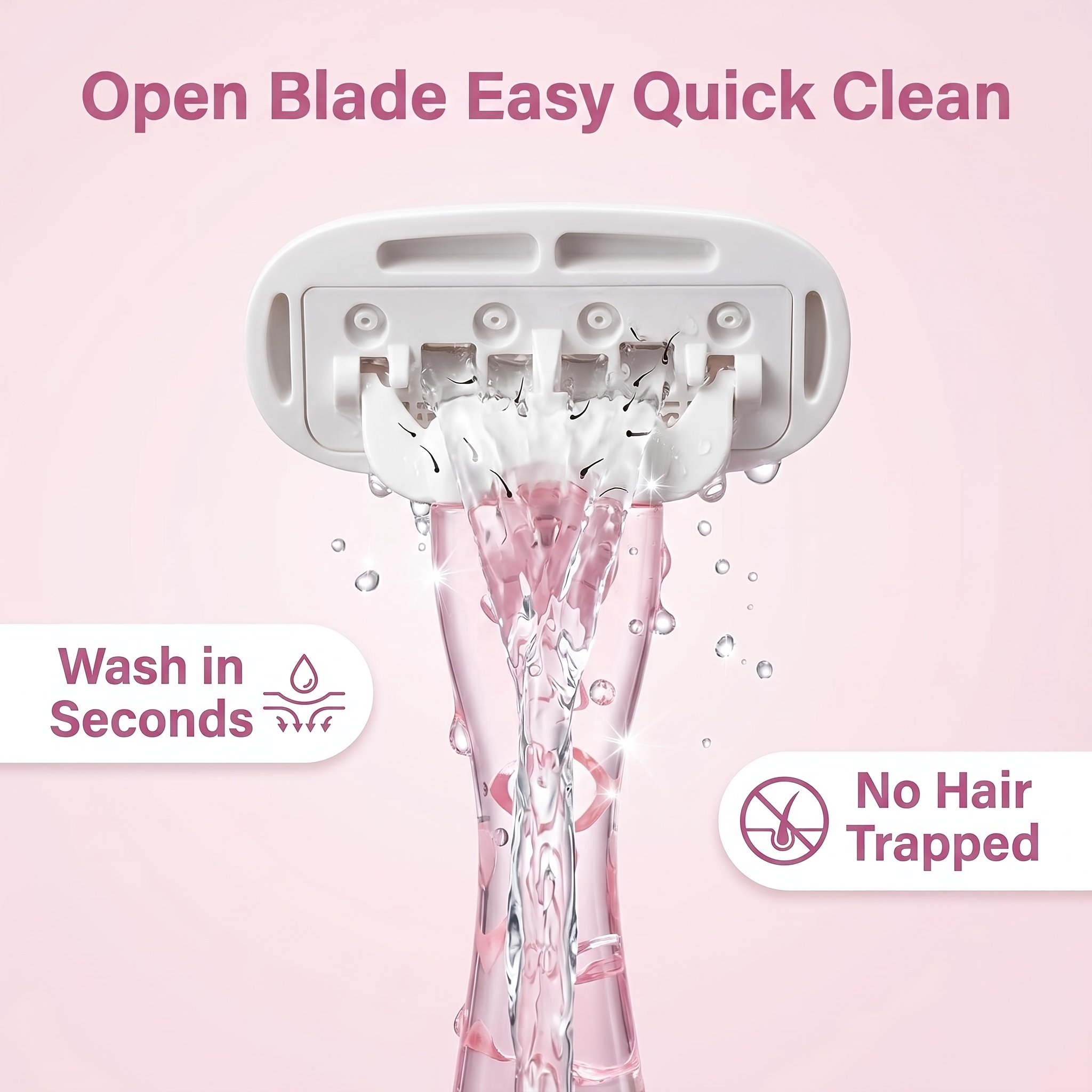 High-End Pink Women's Shaver with 8pcs Protective Knife Heads