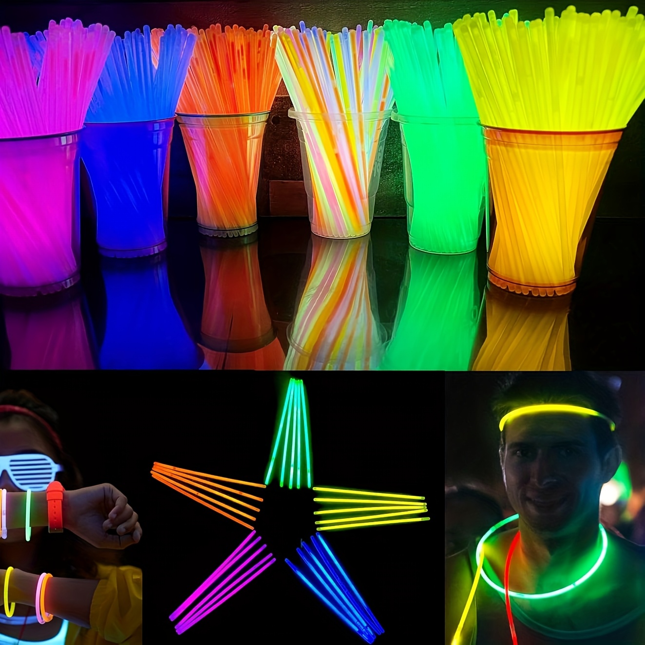 set med 100 st: 50 armband med glödstickor + 50 - Temu Sweden