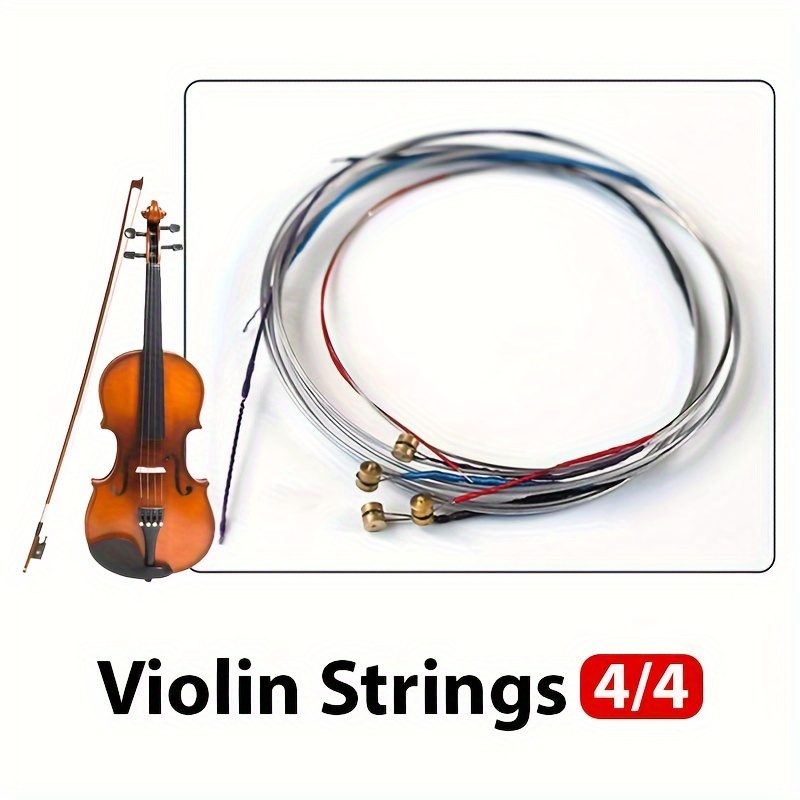 

4/4 Full Size Violin Strings Set, 4 Pcs - Steel Core, Mixed Colors, Uncoated Finish, Professional Grade Strings For