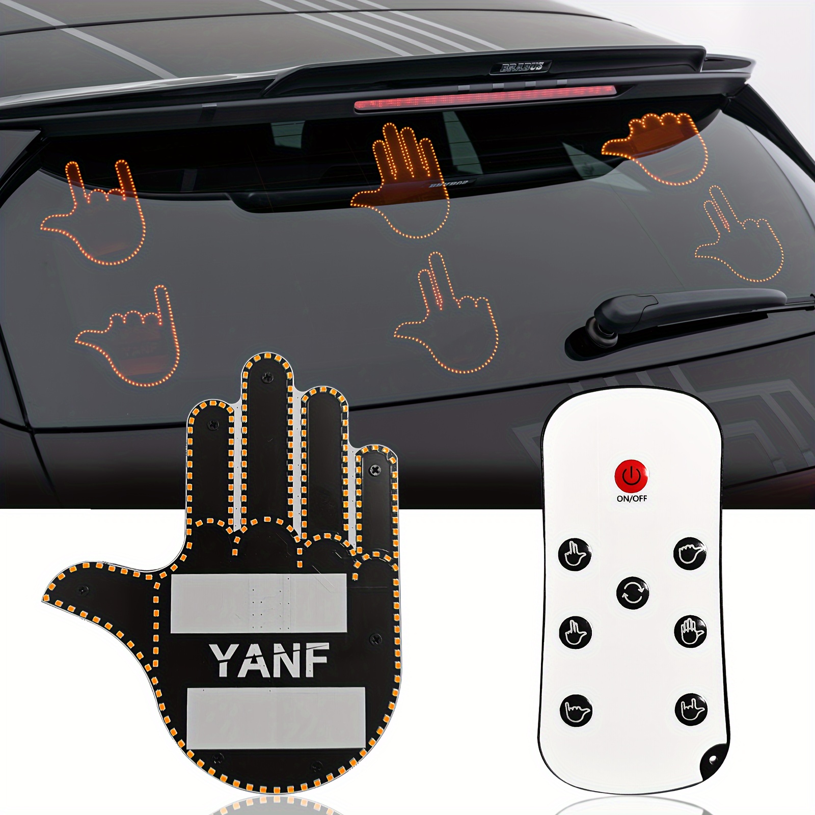 Finger Light Led Car Back Window Sign, Car Finger Gesture Light With Remote,  Hand Funny Car Truck Car Accessories