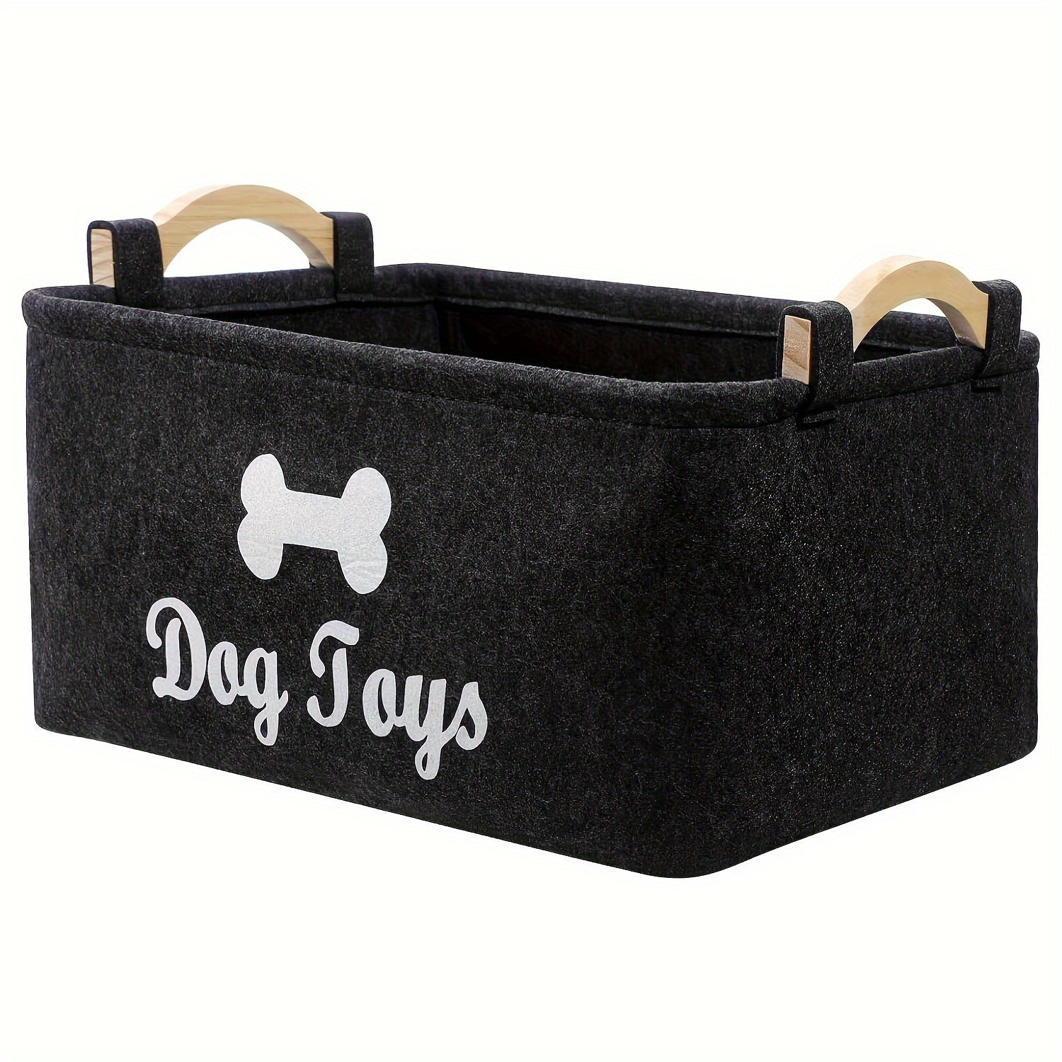 

Felt Toy Storage Box Pet Toy Storage Box Felt Basket Wooden Handle Storage Basket