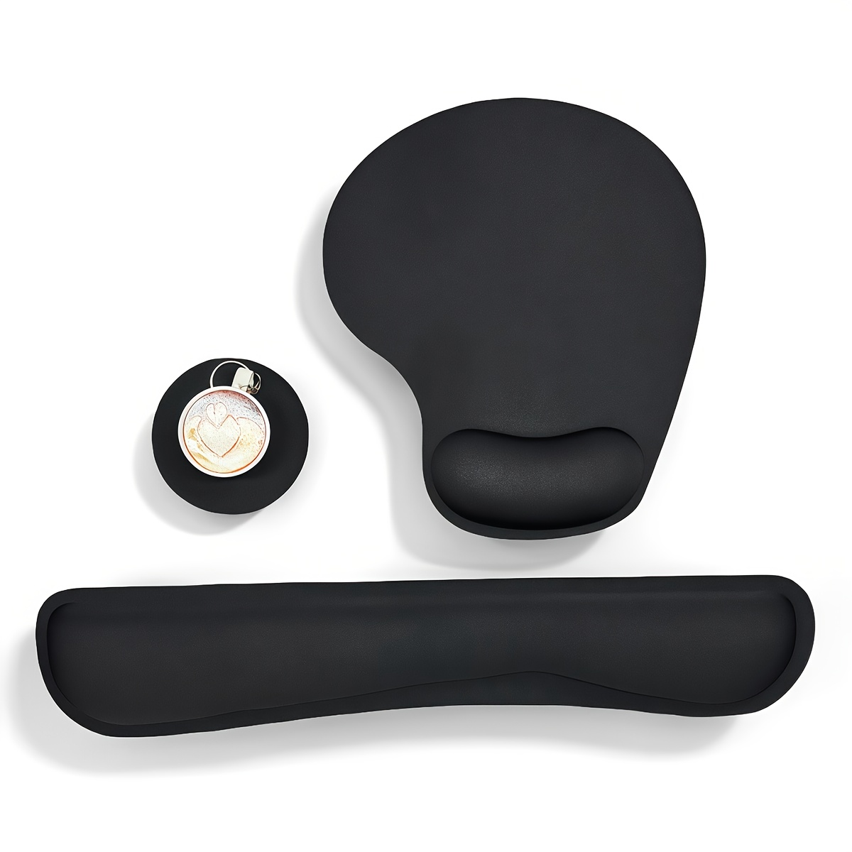3pcs Ergonomic Wrist Rest Mouse Pad Set, Suitable For Computer Keyboards, Black Keyboard Mouse Pad With Wrist Support, Soft Memory Foam Non-slip Wrist Rest, Ideal For Office