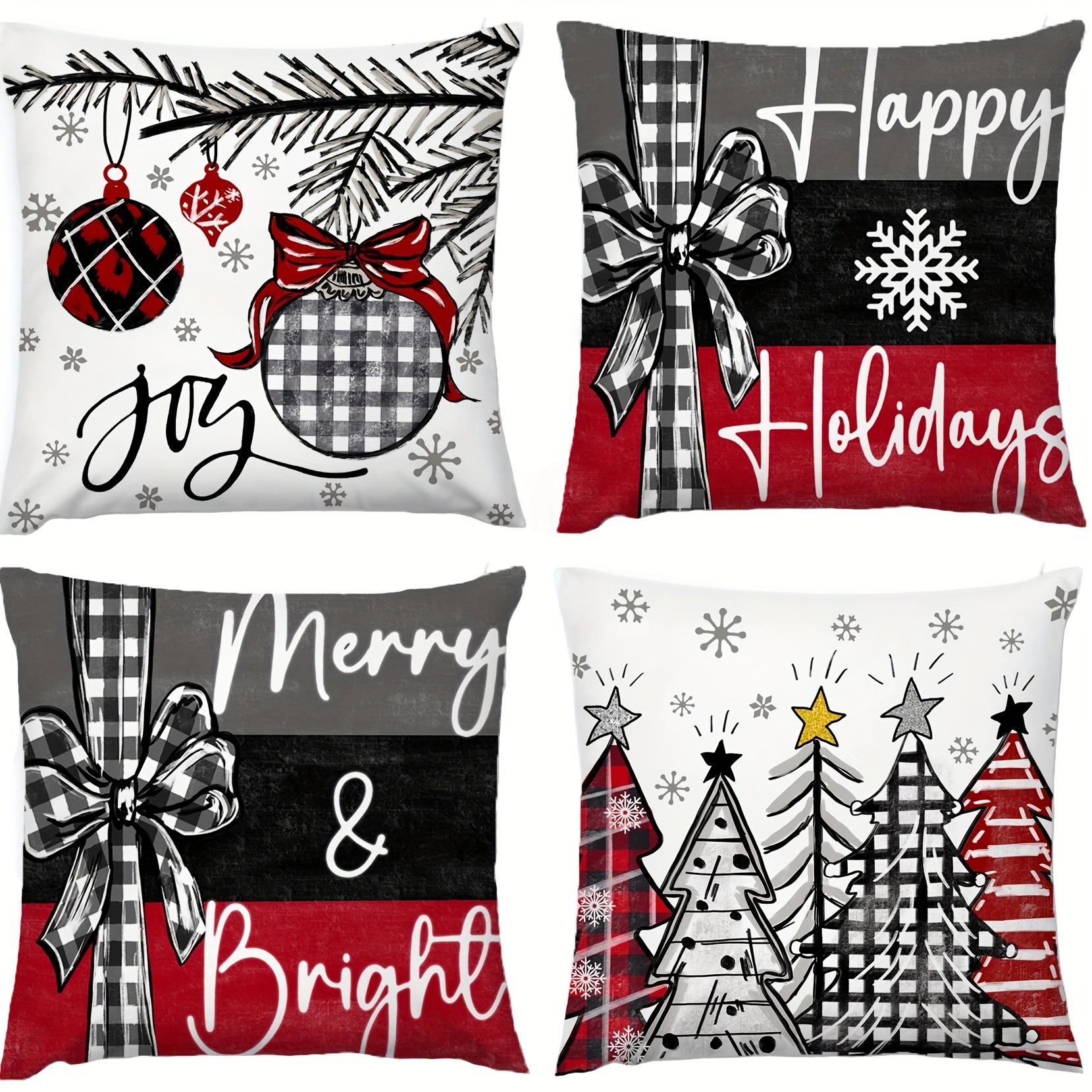 

Set Of 4 Christmas - Red, , Stain- For & Sofa Decor