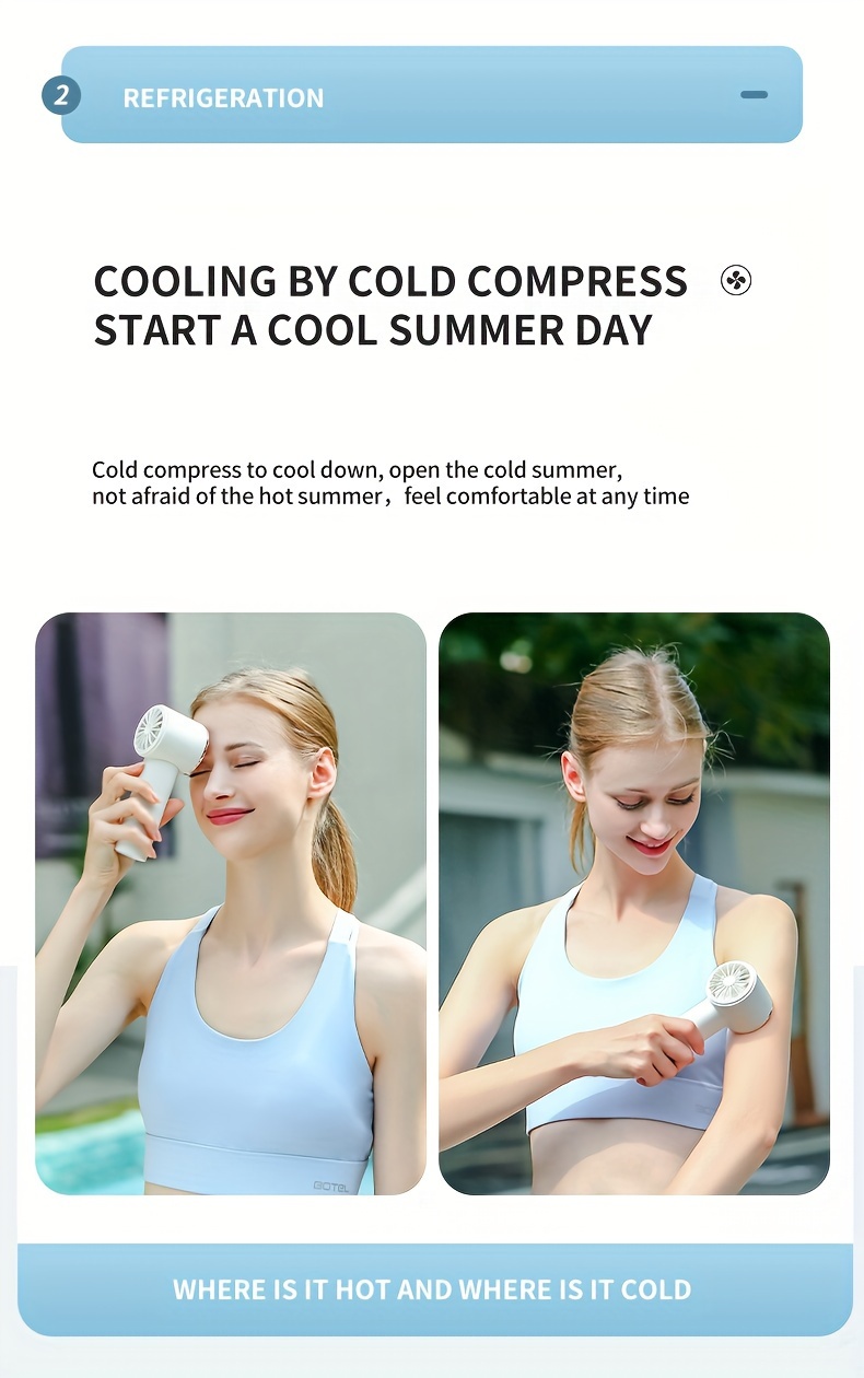 1pc usb cooling fan outdoor handheld semiconductor electric fan portable mini cold compress for cooling portable small air conditioner hot and cold compress 2400mah details 2