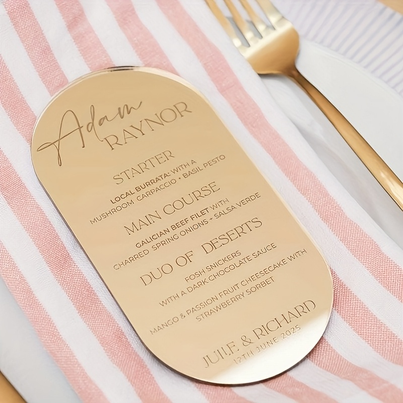 TEMU Cartes de Menu et de Place Personnalisées pour Mariage 5/10/15, Cartes de Menu et de Place en Acrylique Contact, pour la Décoration de Table de
